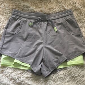 All in Motion Gray and Light Green Athletic Shorts
